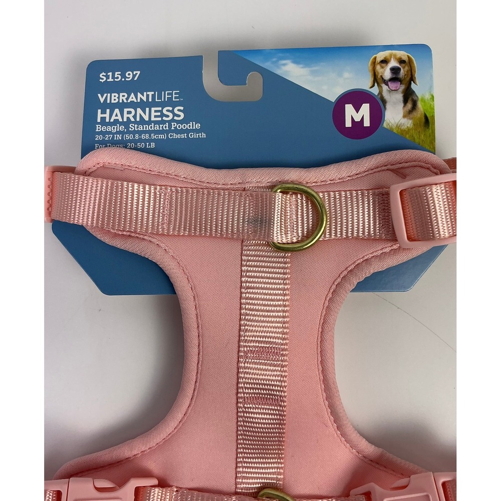 Vibrant Life Medium Pink Dog Harness Beagle Standard Poodle Chest Girth Control